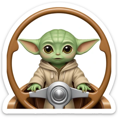 baby yoda behind the wheel of a yacht sticker