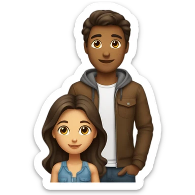 Une fille brune et un garçon brun qui sont amoureux sticker