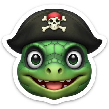 pirate turtle with skull and crossbones hat and black eyepatch sticker
