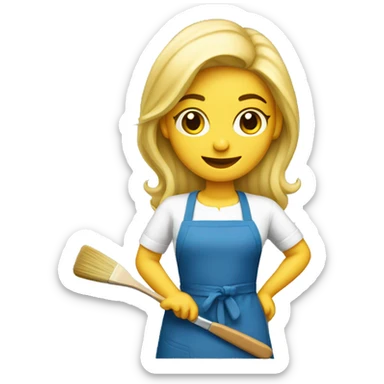 blond artist with apron and paintbrush sticker