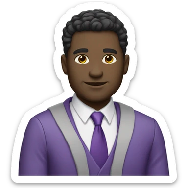 high school principal, male, white skin, dark hair, purple shi sticker