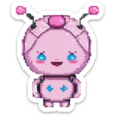 Majin Buu from Dragon Ball Z, pink round character, antenna on head, cute facial expression sticker