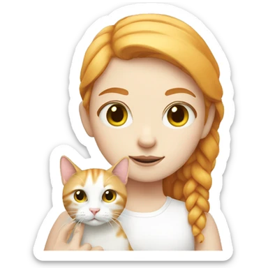 White Ginger Girl with a white cat sticker