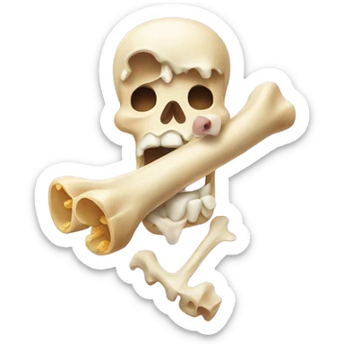 Ugh emoji eating a bone sticker