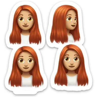 long straight red hair sticker