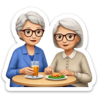 conversación dentro de un restaurant  dos personas y una de las persoans sea una abuela sticker