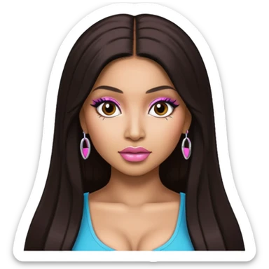 Nicki Minaj with long dark brown hair sticker