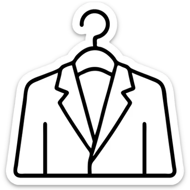 Minimalist clothes hanger icon with a blazer or collared shirt – symbol of professional outfits and style planning sticker