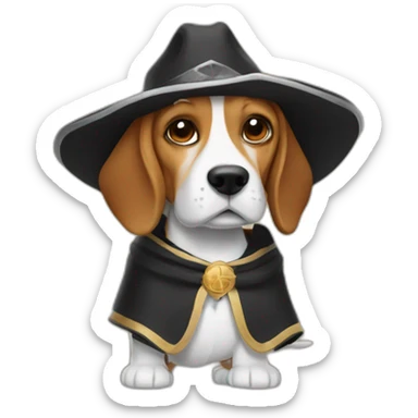 beagle with priest's robe and cowboy hat sticker