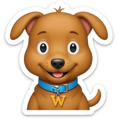 Wags the Dog from The Wiggles with light brown skin, collar with letter w sticker