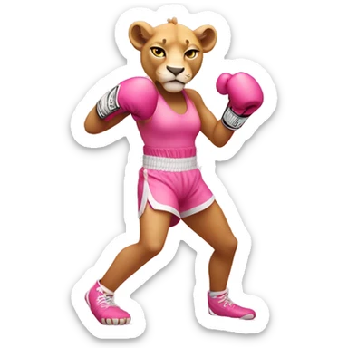 pink lioness boxing sticker
