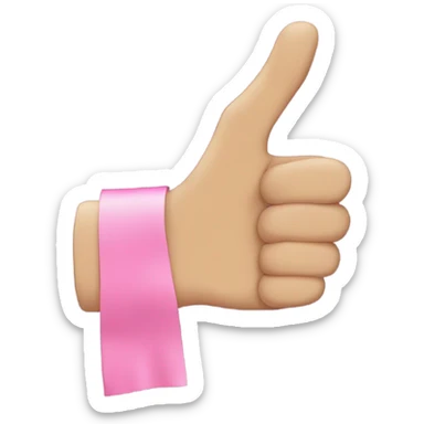 🤟🏻 but with a pink bandage on the thumb and hand sticker