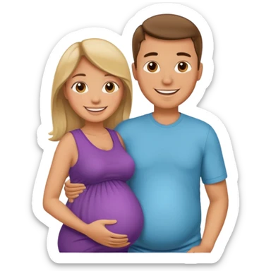 Pregnant man with wife sticker