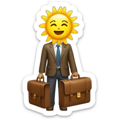 sunshine with face holding a briefcase sticker