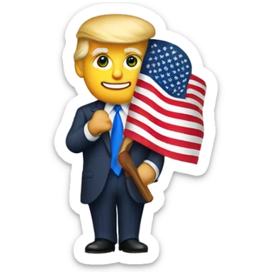 donald trump with american flag sticker