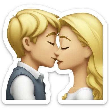 Smart boy kissing blonde beautiful girl sticker