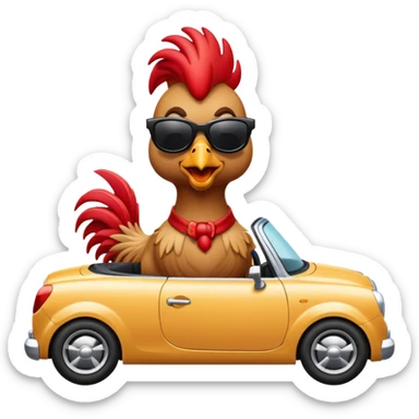 rooster in a convertible car sticker