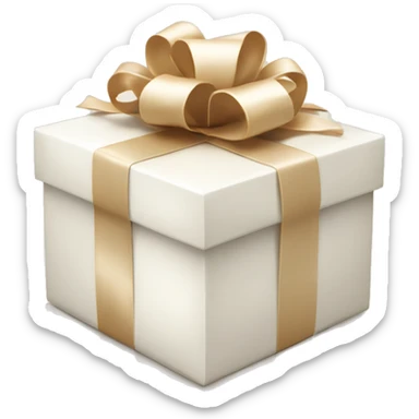 White GIFTBOX with beige satin bow sticker