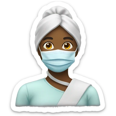 A sick woman have mask  sticker