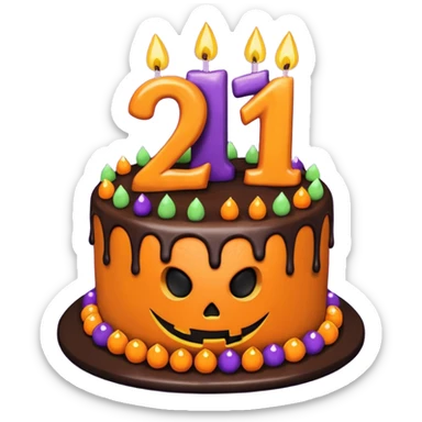 Halloween birthday cake with 21 on it sticker