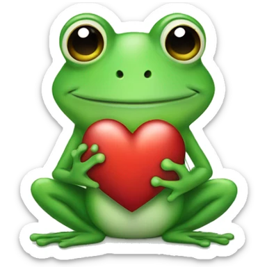 Cute frog holding a heart sticker