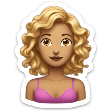 Femme cheveux ondulé ui fait un calin sticker