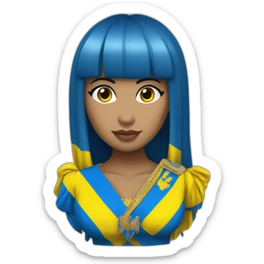 nicki minaj woth ukrainian flag on the background sticker