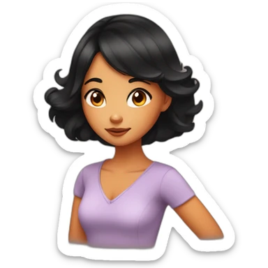 Sweetfox girl with black hair and orange body sticker