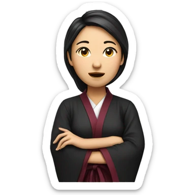Asian woman lawyer Wearing a robe side profile surprised sticker