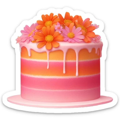 pink and orange cake gradient with light pink wildflowers with orange centete sticker
