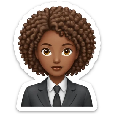 Professional African businesswoman with natural curly hair, wearing business suit, confident expression sticker