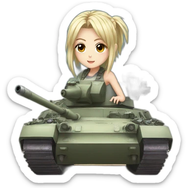 anime girls driving tanks sticker