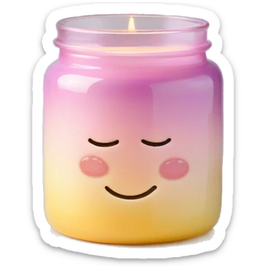 Pastel gradient hue glass jar candle with holder sticker