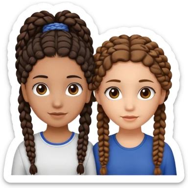 2 girl best friends. One is black with braids and brown eyes. One is white with curly brown hair with brown eyes. sticker