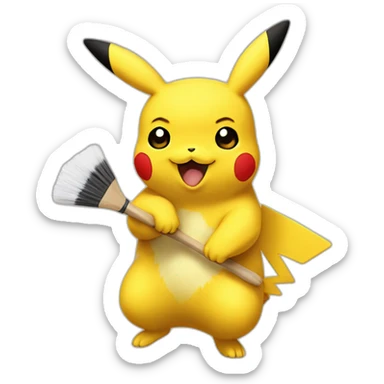 Pikachu avec un pinceau sticker