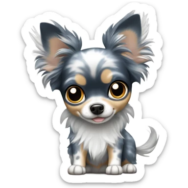 Blue merle chihuahua long hair with spotted face sticker
