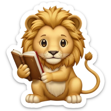 lion reading a book sticker