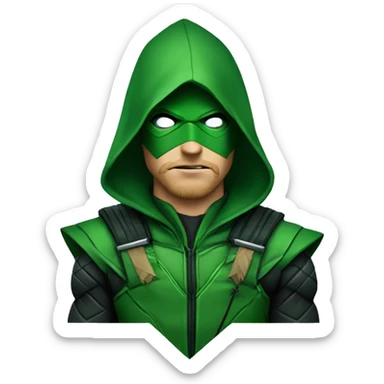 green arrow from DC with a hood on sticker