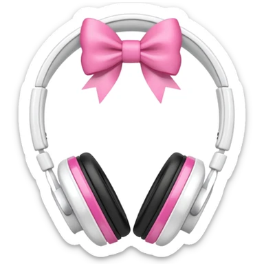 White headphones with pink bow sticker