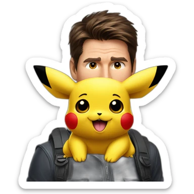 pikachu on tom cruise's shoulder sticker