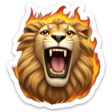 roaring lion on fire sticker