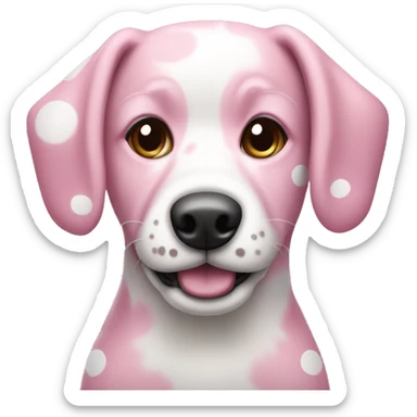 Pink and white dotted dog sticker
