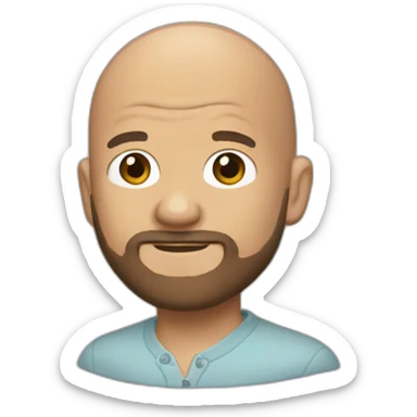 bald bob ross with bald shaved head sticker