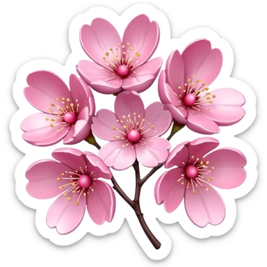 Stylized pink glitter cherry blossom flower (sakura) sticker