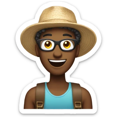 person exciting for vacation sticker