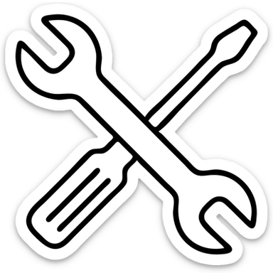Maintenance icon with wrench and screwdriver crossed sticker