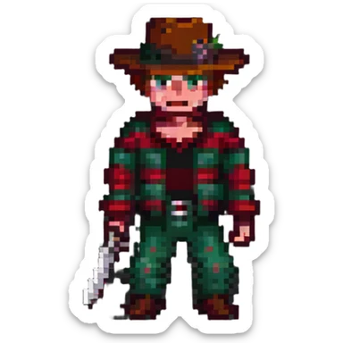 Freddy Krueger in pixel art style sticker