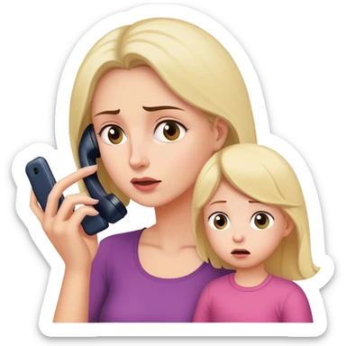 Mom on phone Ignoring daughter  sticker