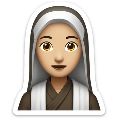 female monk with long straight black hair sticker