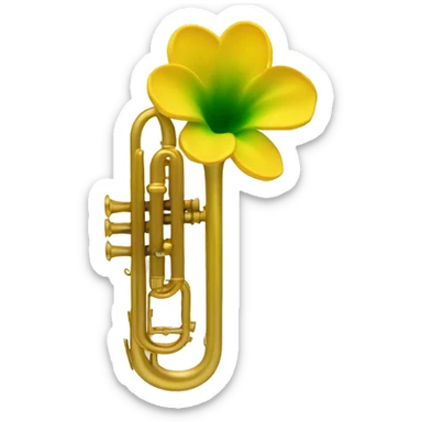 Trumpet shaped yelow flower with green inside  sticker